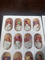 Vintage Hallmark Stickers Babies Infants Wicker Baskets 2 Sheets Baby 1995
