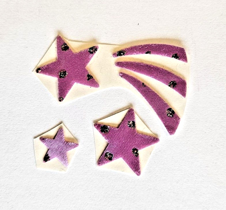 Vtg Satin Puffy Sparkly Star Stickers June Kessler Purple 80s Trimmed Lot
