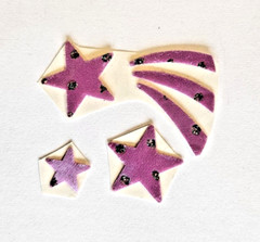 Vtg Satin Puffy Sparkly Star Stickers June Kessler Purple 80s Trimmed Lot