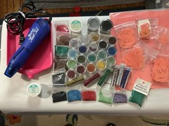Vintage Scrapbook Embossing Gun, Tray, Glitter & Glitter Beads, Magic Scraps Lot