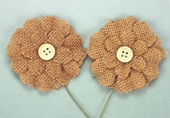 BURLAP Petal Daisy NATURAL 65mm Single Flower Button Centre 10cm Stem DB F