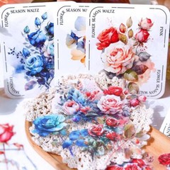 20Pcs Vintage Flowers Stickers Rose Scrapbook Sticker Junk Journal Card Crafts