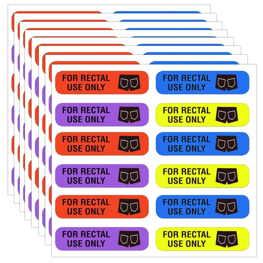 Rectal Use Only Stickers 1.5x.375 Adhesive Labels 504 Pcs Fluorescent Red Orange