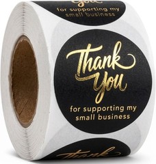 500 Elegant Thank You Stickers for Small Businesses – 1.5 Inch Waterproof Foil