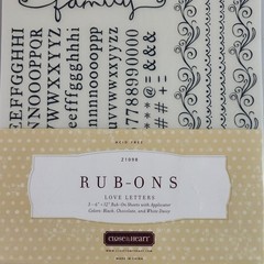 Close to My Heart Rub Ons Z1098 Love Letters Number 3 Sheets with Applicator NEW