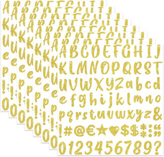 648 Pcs Gold Letter Stickers Glitter Alphabet Number Stickers 8 Sheets Self Adhe