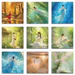 59PCs Beautiful Asian Women Stickers. Chinese Style Ancient Girls-Waterproof