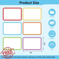 WSICSE 600 Name Tag Stickers 3×2 Colorful Border