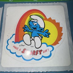 Vintage 1980s Smurfs Smurfy Sticker Set of 2