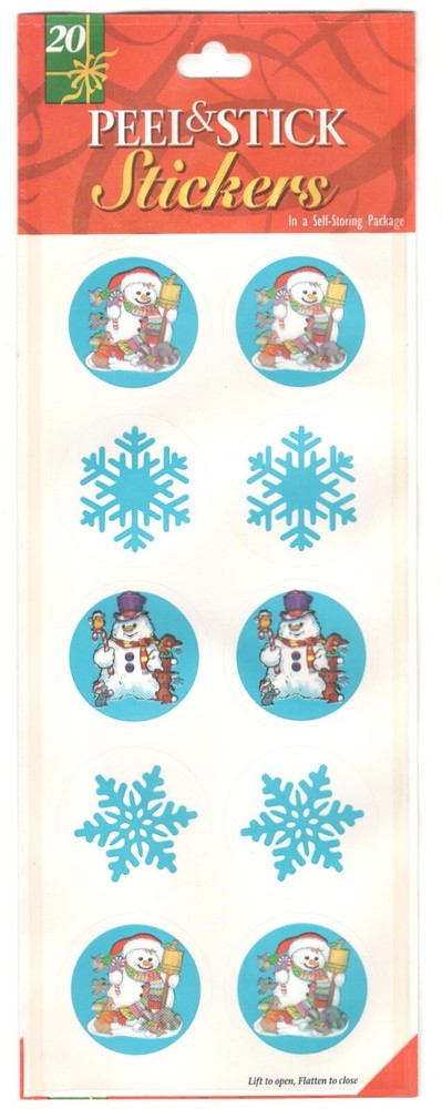 SNOWMAN SNOWFLAKE CHRISTMAS Color Clings 4″ x 8.75″ Sticker Sheet Stickers M199