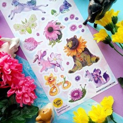 Stickii – Flower Animal Stickers – Unique Fantasy Animals Sticker Sheet – Crafts