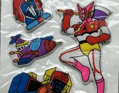 2 NOS Vintage Taiwan Cartoon Battle Space Robot Puffy Stickers