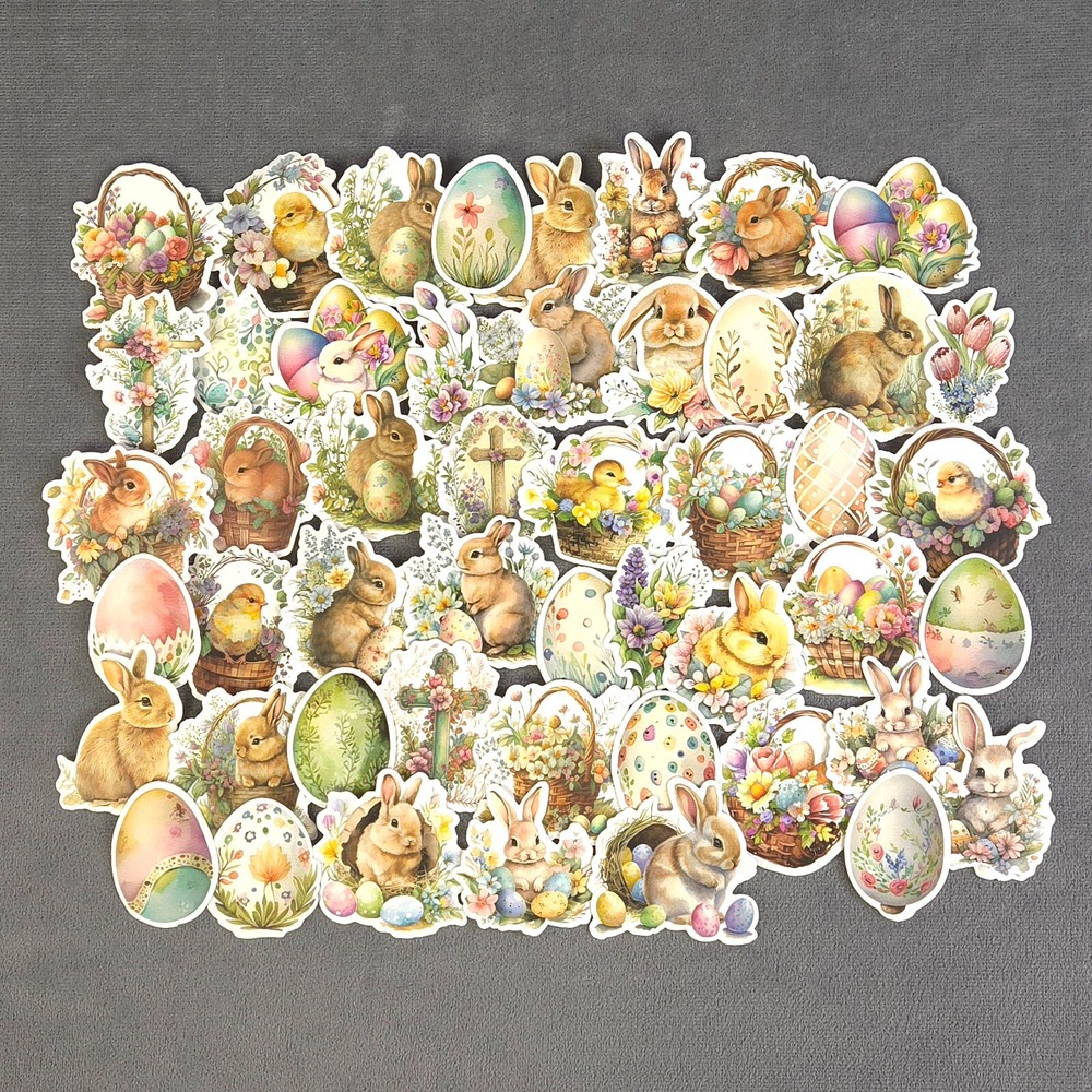 Cute Easter Stickers Cross Easter Eggs Bunny Rabbit – Set of 10 Random Stickers