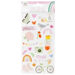 American Crafts RAINBOW AVENUE STICKER BOOK (8) Sheets (348pc) FOIL ACCENTS
