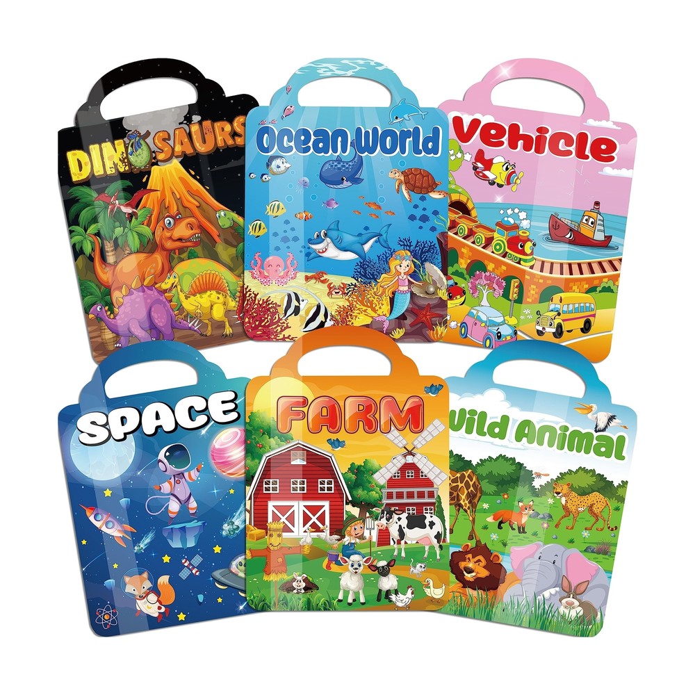 6Set Puffy Sticker Books for Kids 2-4, 3D Reusable Stickers Books for Toddler…