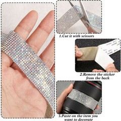 Self Adhesive Rhinestone Trim Tape Diamond Ribbon DIY Strips Sticker 1 Meter New