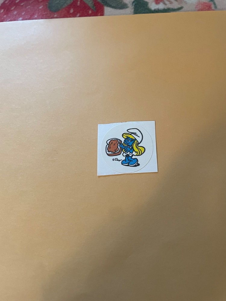 Vintage 1980s Smurfs Smurfette Peanut Sticker