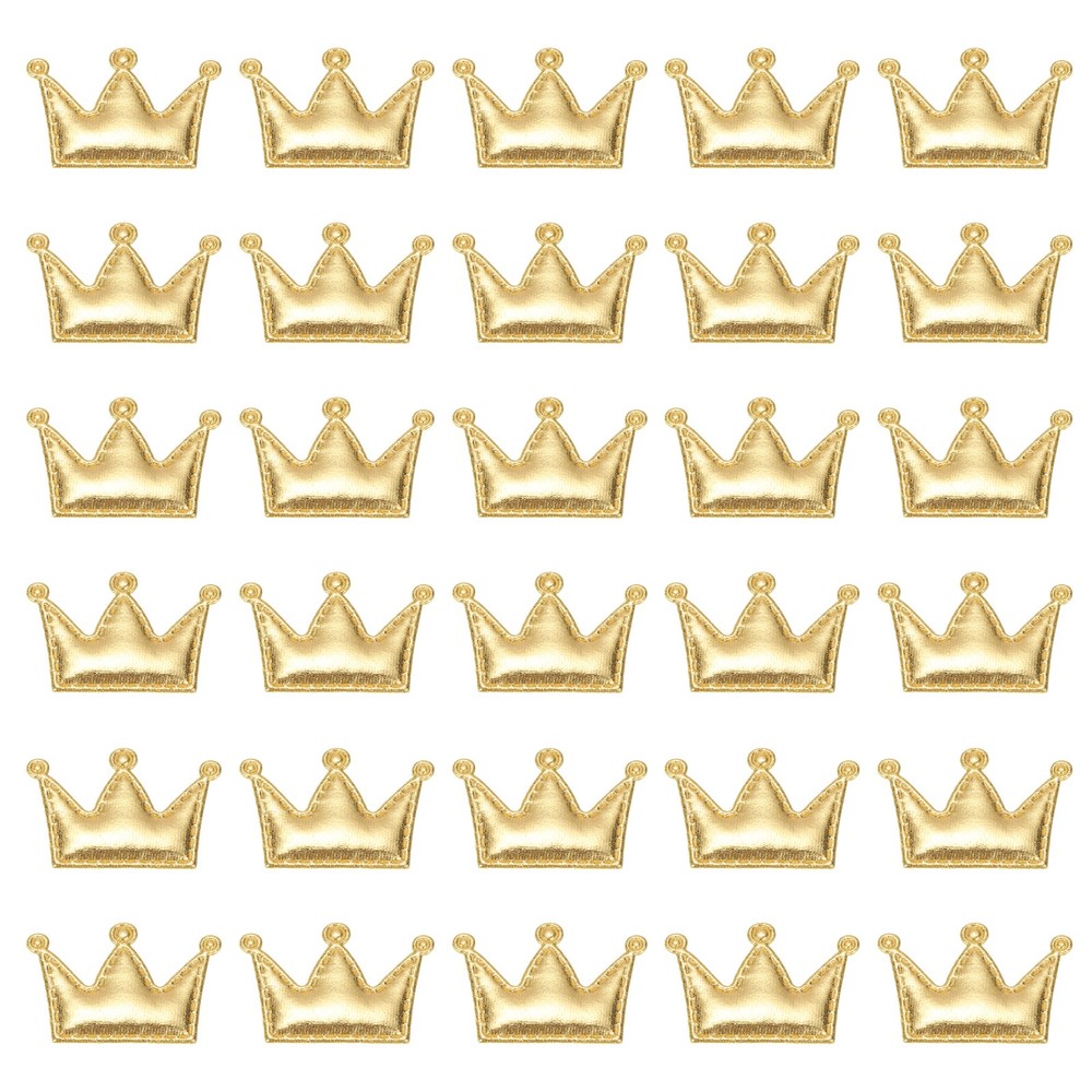100Pcs Crown Appliques Sew on Patches, Shiny Crown Charm, Light Gold