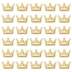 100Pcs Crown Appliques Sew on Patches, Shiny Crown Charm, Light Gold