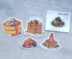 Breakfast Pancake Stickers Blueberry Food Delicious Bread Lot of 5