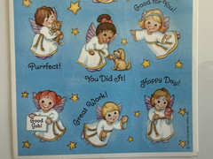 Vintage Hallmark Stickers ~ 3 Sheets~Children/cherubs/angels~Kitten~Puppy
