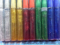 GLITTER GLUE 10 Squeeze Pens of 5 Colors Silver Gold Red Green Blue 0.33 Oz/Pen