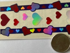 HEART RED/SILVER ON PURPLE Prismatic Borderette Stickers(14pc)Hambly •Valentines