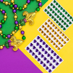 216 Pieces Heart Rhinestones, Acrylic Flat Back Gem Stickers for Mardi Gras Craf