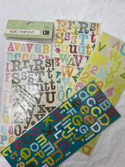 9 Sets Lot Vintage Alphabet Numbers Stickers 1″ & 1.5″ Scrabble Wood Letters