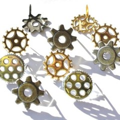 GEAR SCRAPBOOKING DECORATIVE BRADS EYELET OUTLET 8 PCS 3 DESIGNS