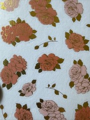 PEACH ROSE Gold Foil Mylar Stickers(16pc)3”x 4”Garden •Leaf•Flowers•Card Making•