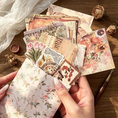 200Pcs Vintage Scrapbook Paper Sticker Kit, Nature Flowrs Scrapbooking Decals fo
