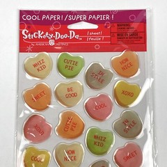 NEW Stickety Doo Da EPOXY CONVERSATIONAL HEARTS American Greetings Stickers
