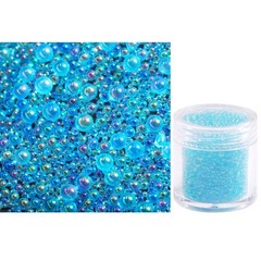 50g Sky Blue Glass Caviar MicroBeads Bubbles Balls Fillers Mixed Size Nail Art