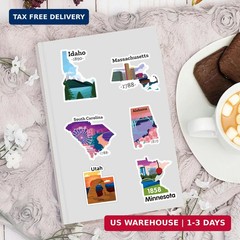 50PCS State Stickers, Travel USA Stickers for Luggage,Scrapbook,Water Bottle, Un