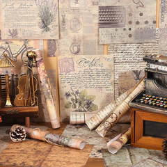 160 Sheets of Retro Manuscript Scrapbook Paper, Journaling Scrapbook Supplies Cr