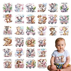 Falueqg 30 Pink Forest Animal DTF Transfers Ready to Press Baby Shower Iron-Ons