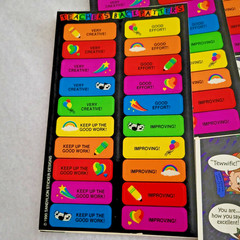 Vtg Teacher Stickers 80s 90s School Reward 33 sheets Rainbow Retro Looney Tunes