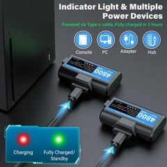 Rechargeable-Battery-Pack-for-Xbox-Controller, 2x4800mWh Batteries Pack with …