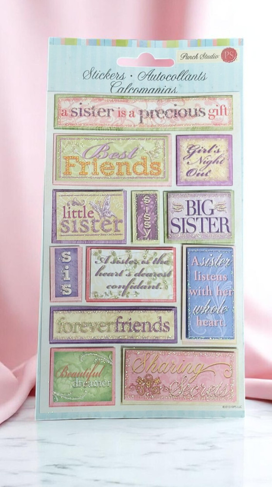Punch Studio Dimensional Stickers SISTER New Package Crafting Scrapbooking Gift