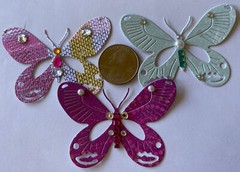 FANCY BUTTERFLY Pre-Made Die-Cuts (2pc)Victorian•Steampunk•Filagree •Glittered••