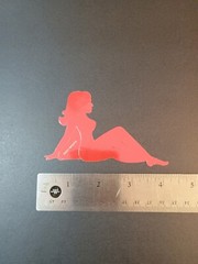 Vintage Stickers MUD FLAP GIRL Glossy Foil Vending Sticker VTG PVI Red 01