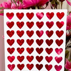 Cherry Red Holographic Sparkle Heart Christmas Stickers! ~ tiny 0.25 to 4 inch