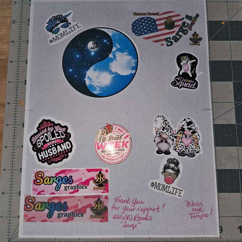Assorted Hand Cut Stickers (Made In The USA Disabled Veteran Owned)