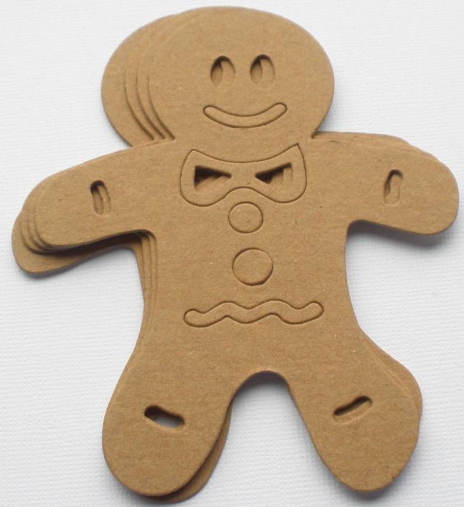 (3) JOLLY GINGERBREAD MAN – Bare Christmas Chipboard Die Cuts – 4″ x 5″