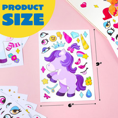 24 Sheets Make-a-Face Stickers 9x6in, Monster Unicorn Party Favors Classroom Set