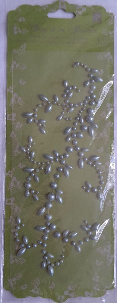 Say It In Pearls Prima Mint Green Gray and Silver Pearls Scrapbooking LOT 3 New