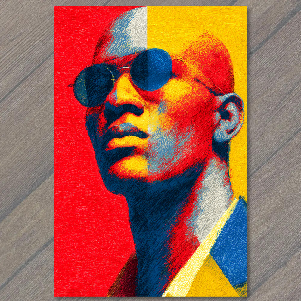 STICKER Split Color Face Yellow Red Blue Black Sunglasses Confident Bright Pop