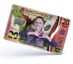 Claudia Sheinbaum Credit Card Skin Cover Vinyl Stickers (4 Pack) MX 20 Pesos