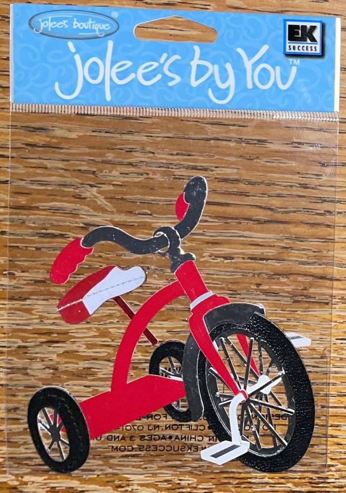 RARE JOLEES RED TRICYCLE 3 WHEEL BIKE BICYCLE TODDLER KIDS RIDE ON TOY STICKER